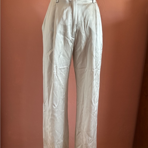 Silver Tailored Trousers with Pleats and Straight-Leg Silhouette